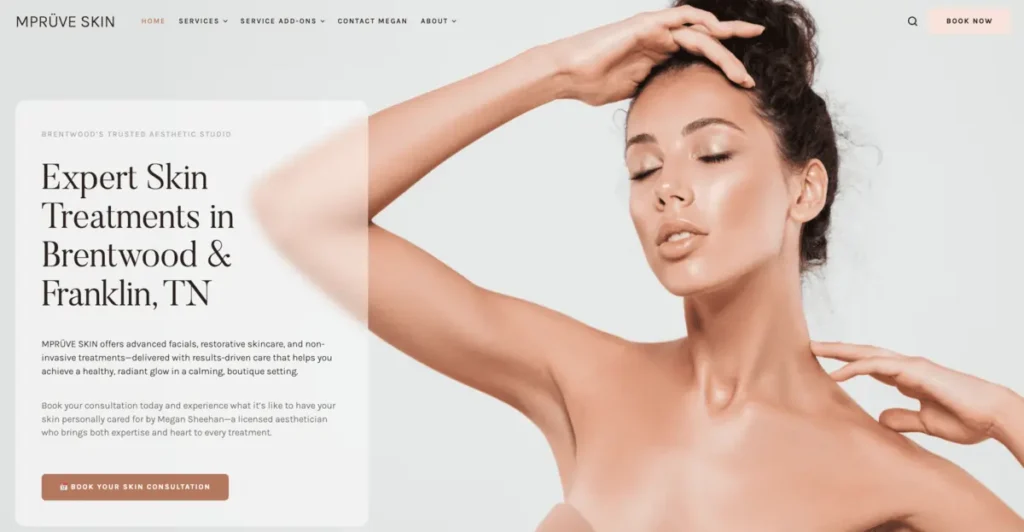 Home 24 Hero page for MPRUVE Skin Care