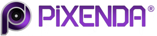 Purple PiXENDA logo with text and design